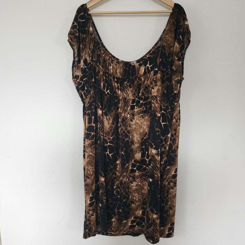 Y2k Ilu Ilu Short Sleeve Animal Print Stretchy Dress 2X Dress
